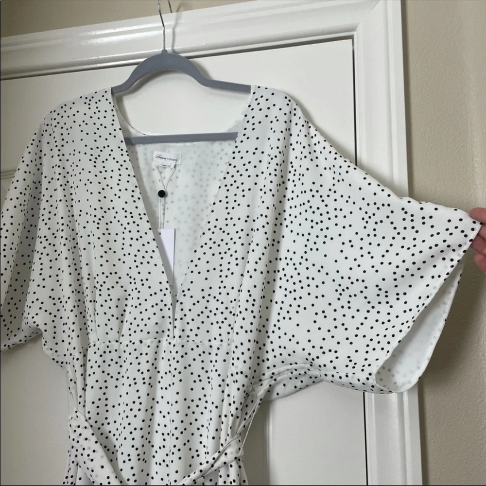 Lovers + Friends White Polka Dot V-Neck Jumpsuit - Picture 7 of 9